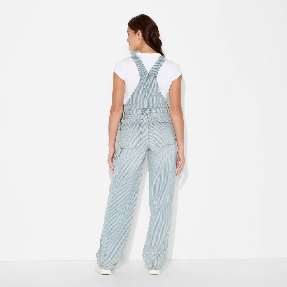 Women's Mid-Rise Denim Baggy Overalls - Wild Fable